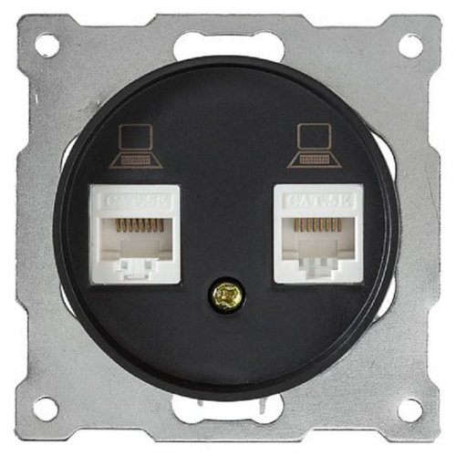 Розетка компьютерная без рамки OneKeyElectro Florence 2-м. RJ45 5e черный картинка